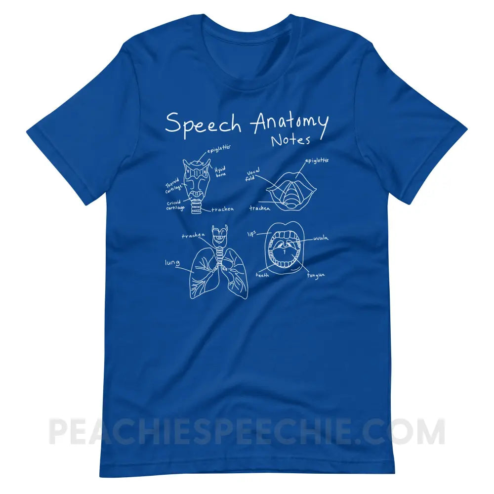 Speech Anatomy Notes Premium Soft Tee - True Royal / S - T-Shirts & Tops peachiespeechie.com