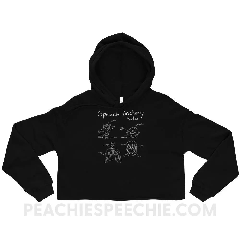 Speech Anatomy Notes Soft Crop Hoodie - Black / S - Hoodies & Sweatshirts peachiespeechie.com