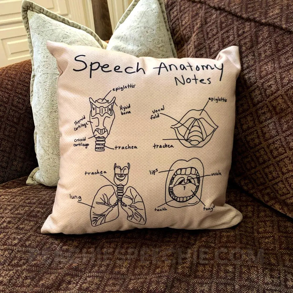 Speech Anatomy Notes Throw Pillow - 18×18 Pillows peachiespeechie.com