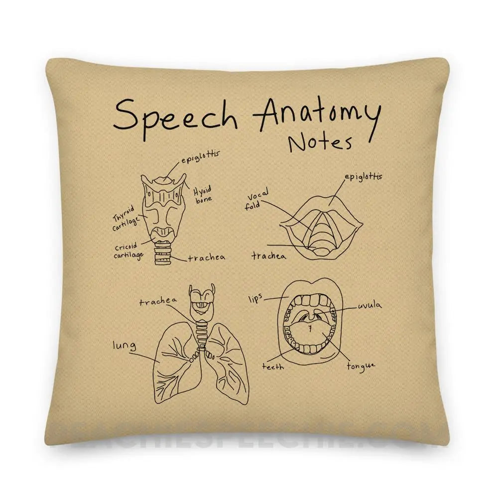 Speech Anatomy Notes Throw Pillow - 22×22 Pillows peachiespeechie.com