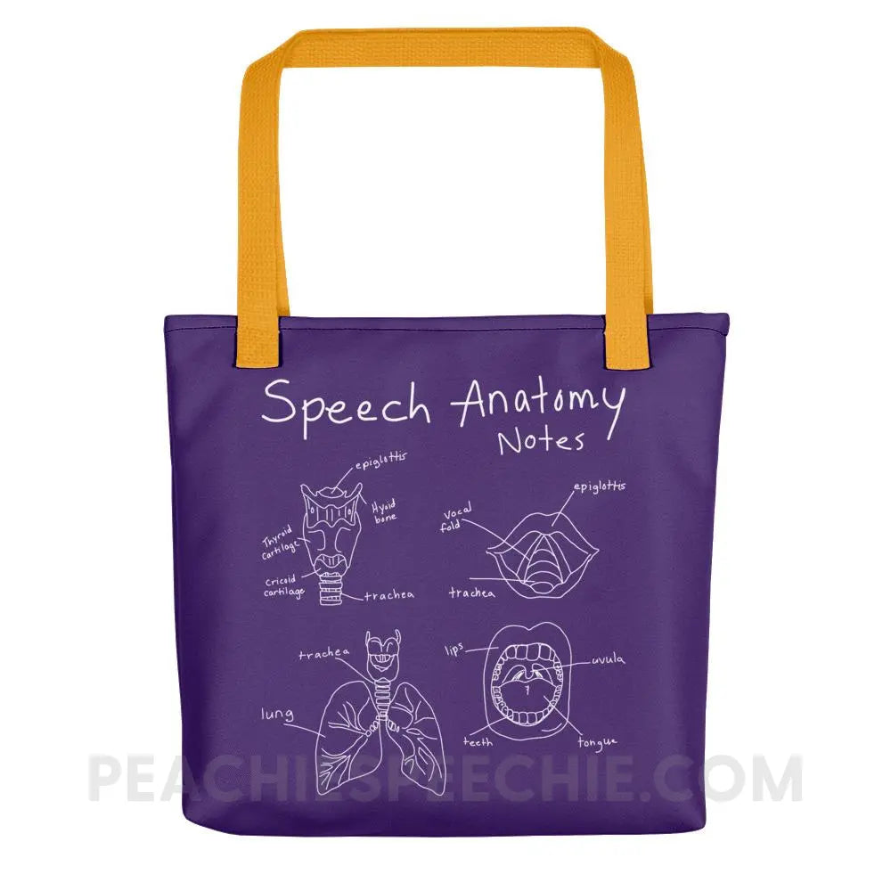 Speech Anatomy Notes Tote Bag - Yellow - Bags peachiespeechie.com