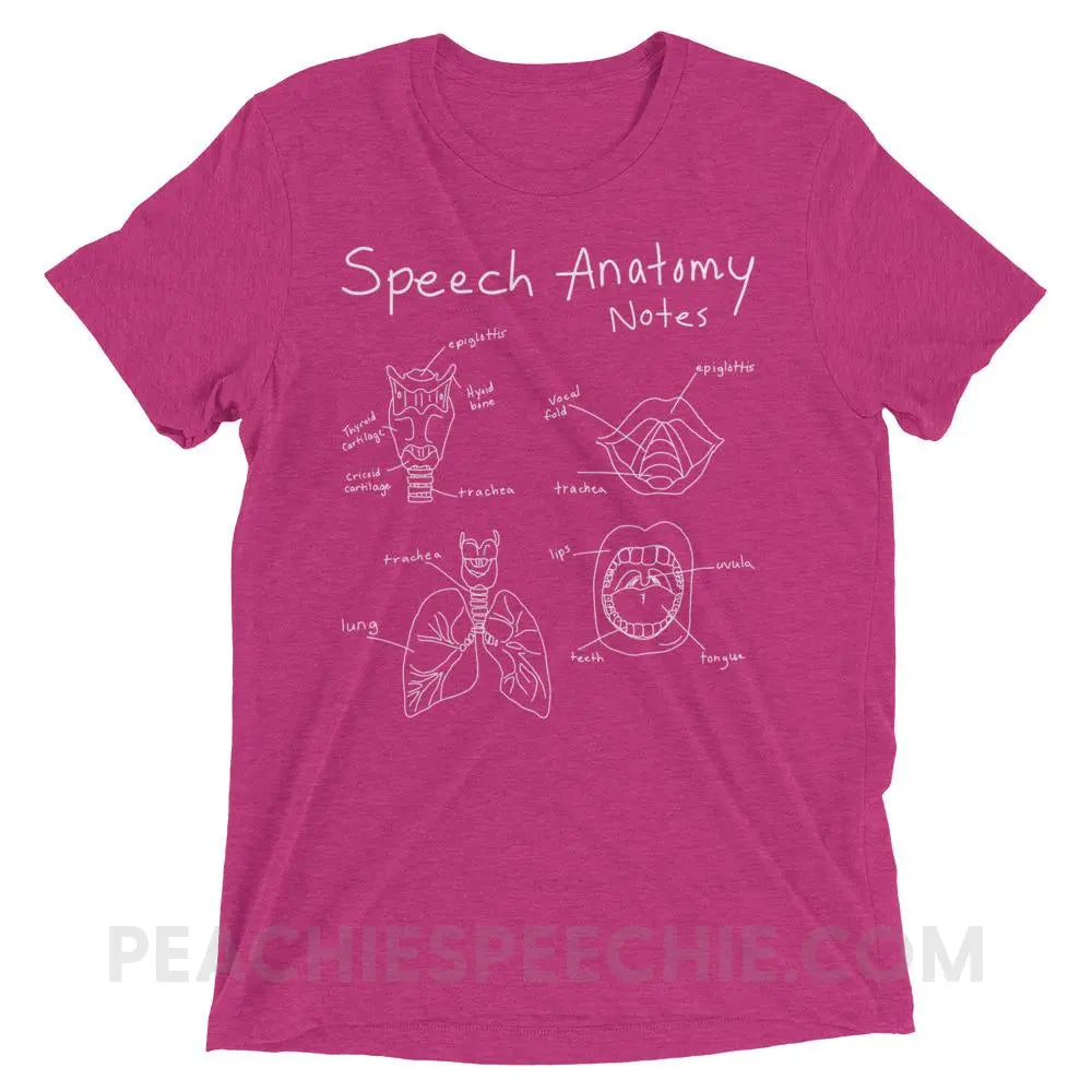 Speech Anatomy Notes Tri-Blend Tee - Berry Triblend / XS - T-Shirts & Tops peachiespeechie.com