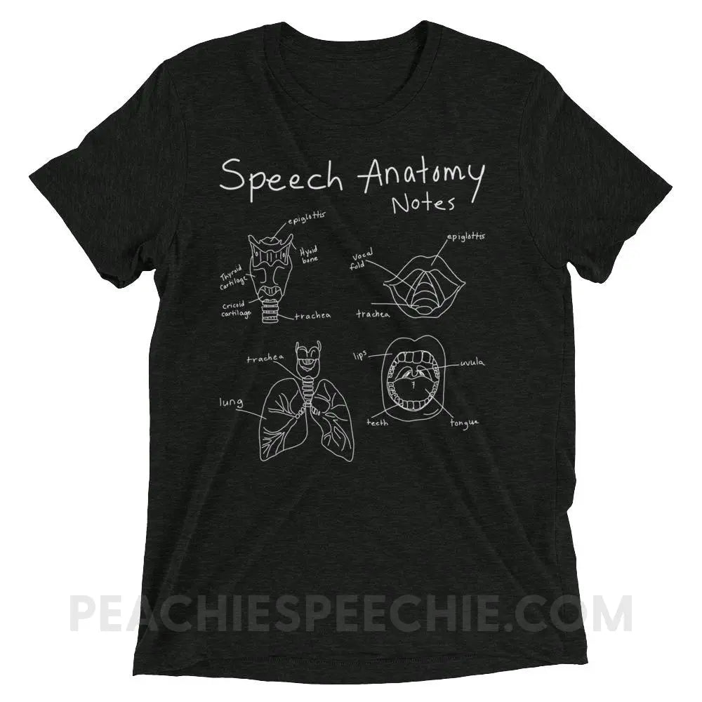 Speech Anatomy Notes Tri-Blend Tee - Charcoal-Black Triblend / XS - T-Shirts & Tops peachiespeechie.com