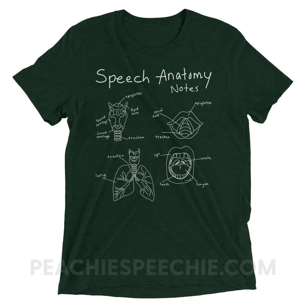 Speech Anatomy Notes Tri-Blend Tee - Emerald Triblend / XS - T-Shirts & Tops peachiespeechie.com