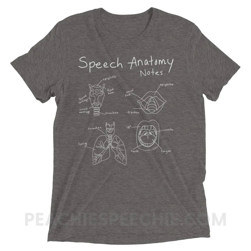 Speech Anatomy Notes Tri-Blend Tee - Grey Triblend / XS - T-Shirts & Tops peachiespeechie.com