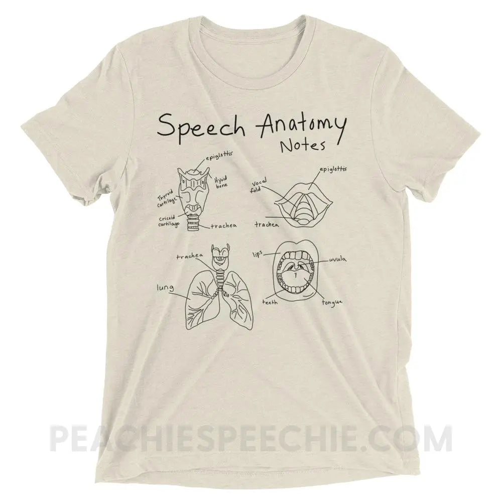 Speech Anatomy Notes Tri-Blend Tee - Oatmeal Triblend / XS - T-Shirts & Tops peachiespeechie.com