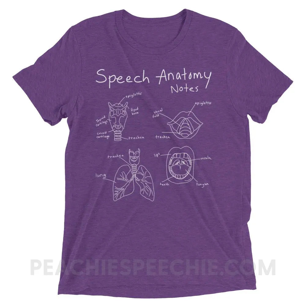 Speech Anatomy Notes Tri-Blend Tee - Purple Triblend / XS - T-Shirts & Tops peachiespeechie.com