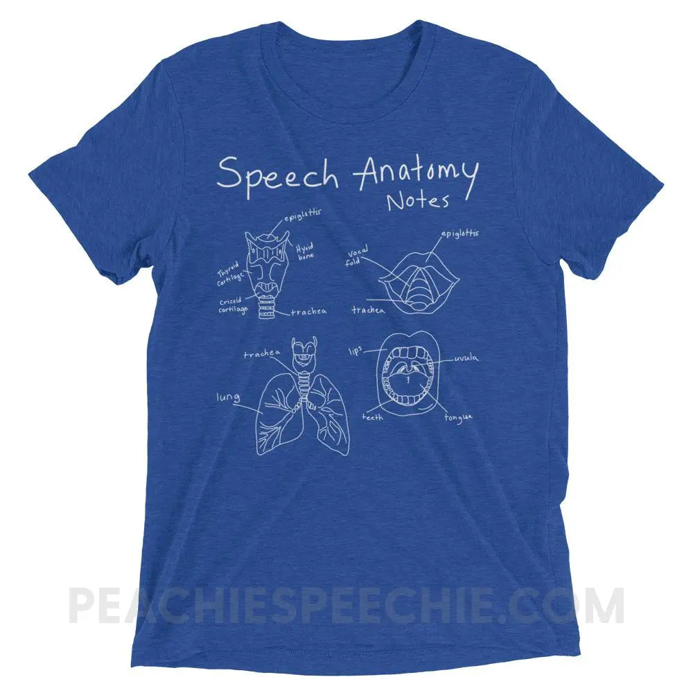 Speech Anatomy Notes Tri-Blend Tee - True Royal Triblend / XS - T-Shirts & Tops peachiespeechie.com