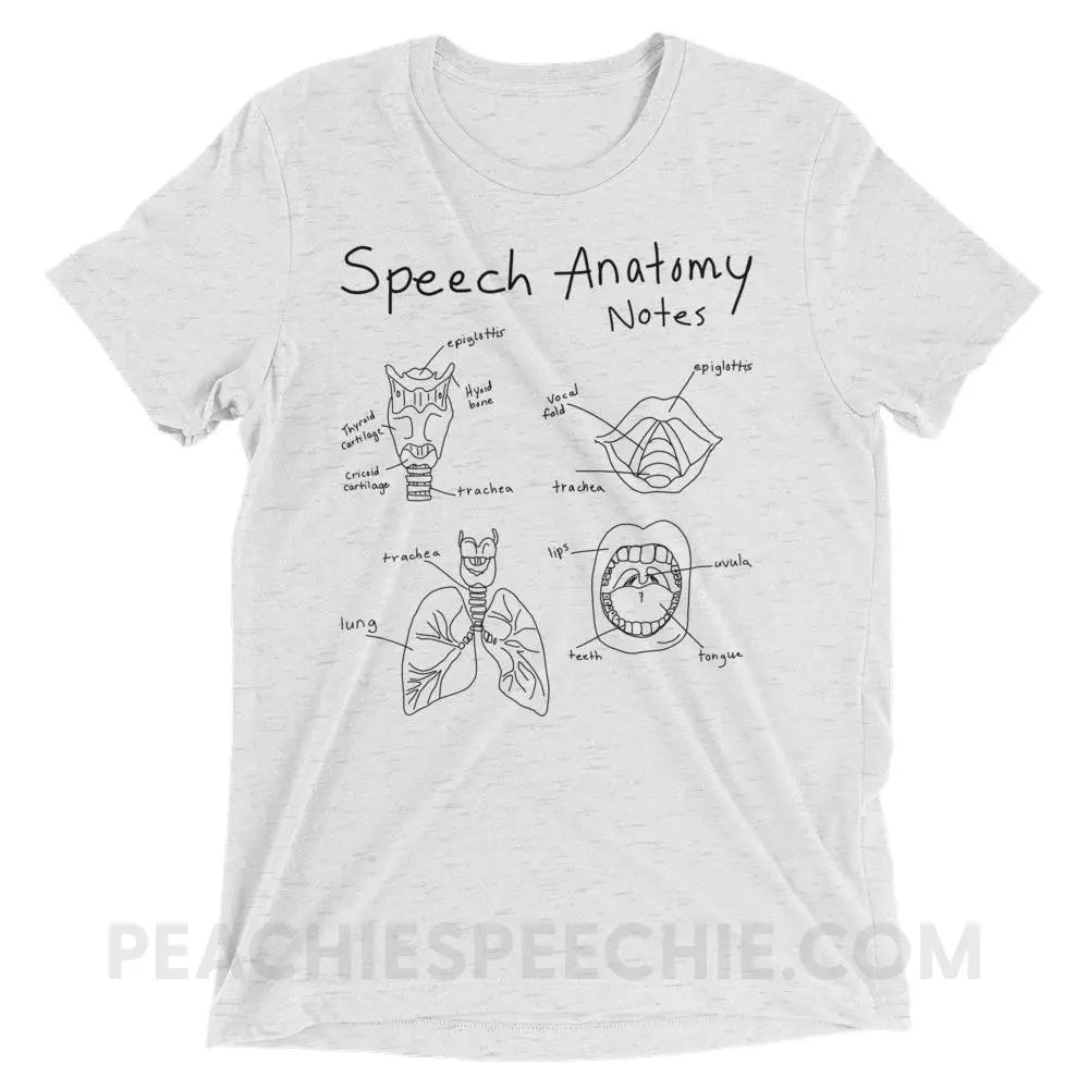 Speech Anatomy Notes Tri-Blend Tee - White Fleck Triblend / S - T-Shirts & Tops peachiespeechie.com