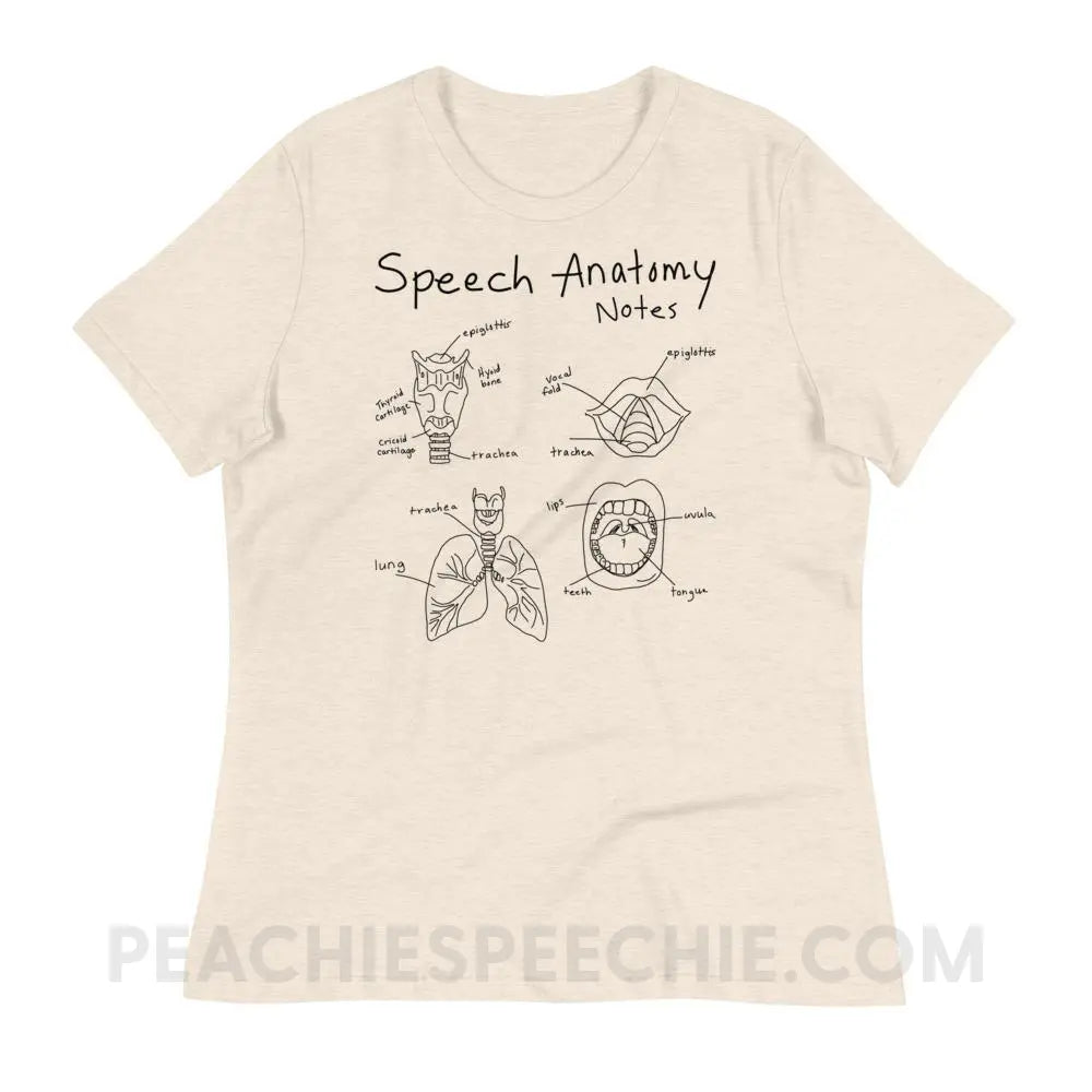 Speech Anatomy Notes Women’s Relaxed Tee - Heather Prism Natural / S T - Shirts & Tops peachiespeechie.com