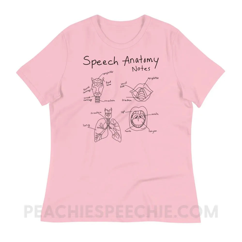 Speech Anatomy Notes Women’s Relaxed Tee - Pink / S T - Shirts & Tops peachiespeechie.com