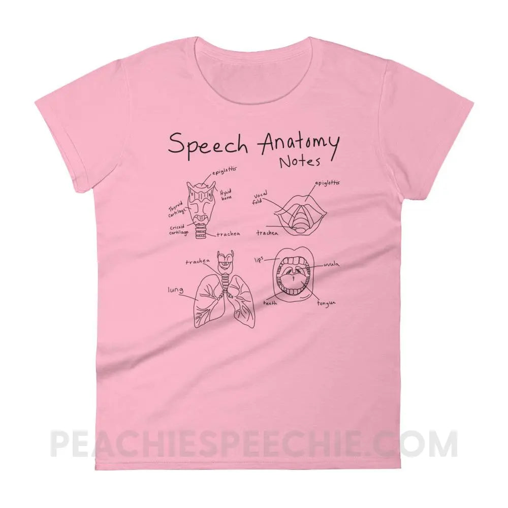 Speech Anatomy Notes Women’s Trendy Tee - Charity Pink / S - T-Shirts & Tops peachiespeechie.com