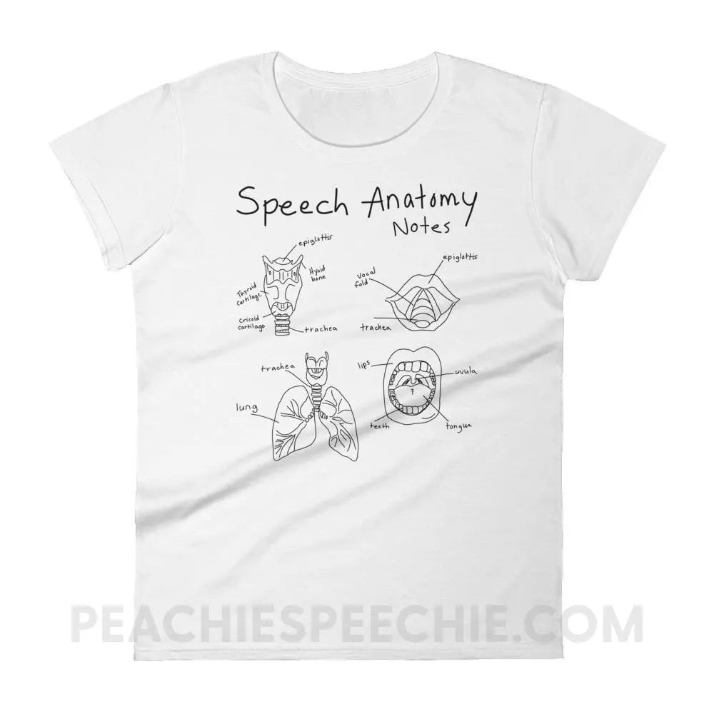 Speech Anatomy Notes Women’s Trendy Tee - White / S - T-Shirts & Tops peachiespeechie.com