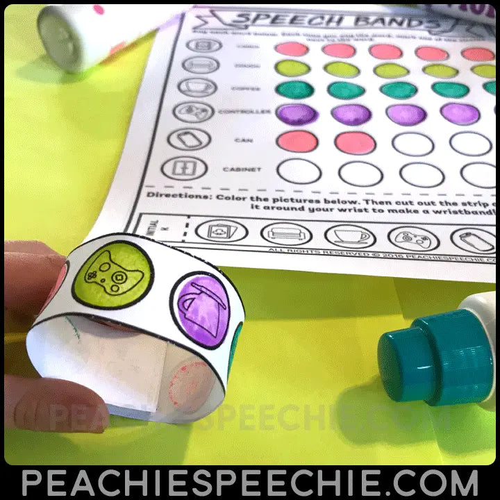 Speech Bands: Articulation Worksheets and Wristbands - Materials peachiespeechie.com