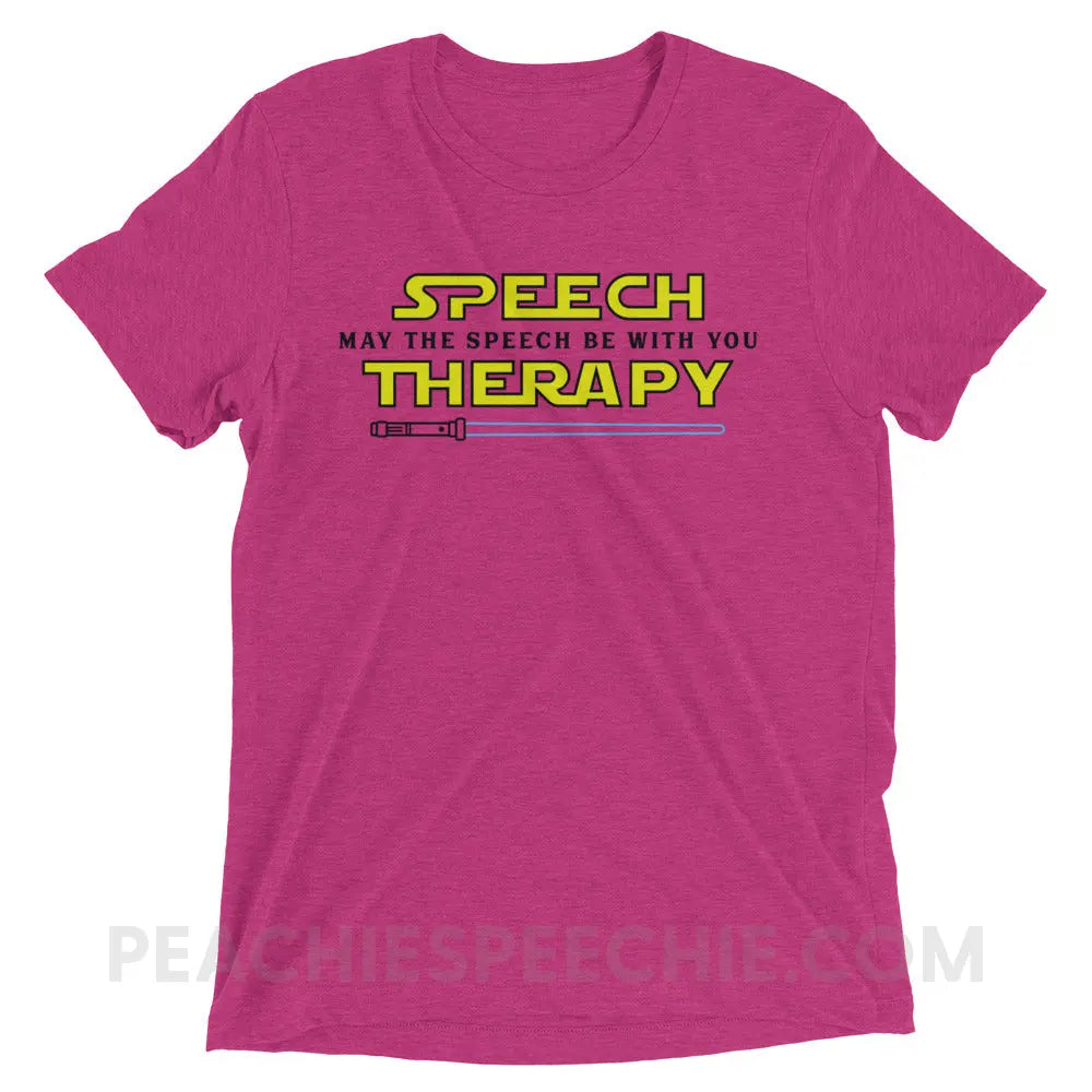 May The Speech Be With You Tri-Blend Tee - Berry Triblend / XS - T-Shirts & Tops peachiespeechie.com