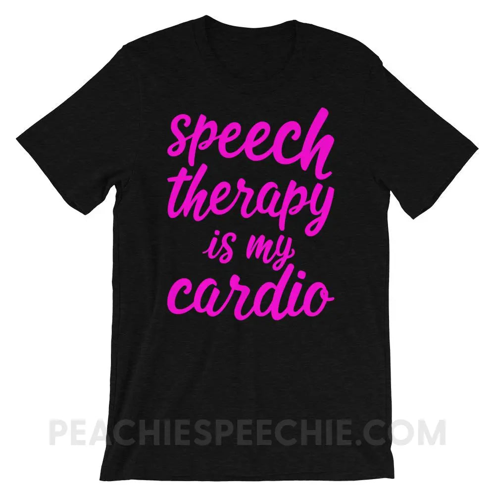 Speech Is My Cardio Premium Soft Tee - Black Heather / XS - T-Shirts & Tops peachiespeechie.com