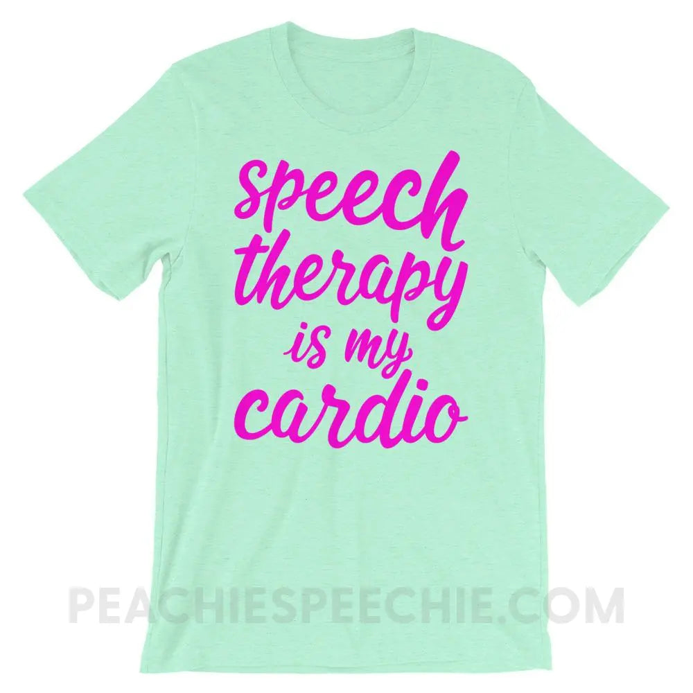 Speech Is My Cardio Premium Soft Tee - Heather Mint / S - T-Shirts & Tops peachiespeechie.com