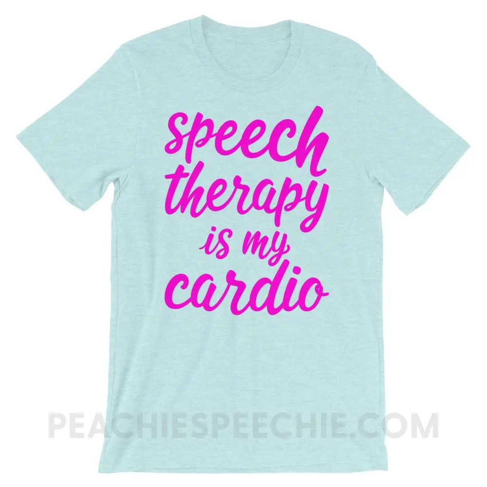 Speech Is My Cardio Premium Soft Tee - Heather Prism Ice Blue / XS - T-Shirts & Tops peachiespeechie.com