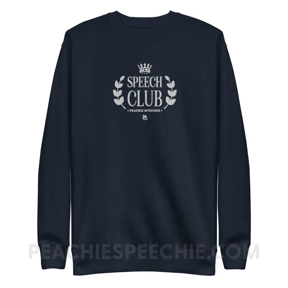 Speech Club Embroidered Fave Crewneck - Navy Blazer / S - peachiespeechie.com