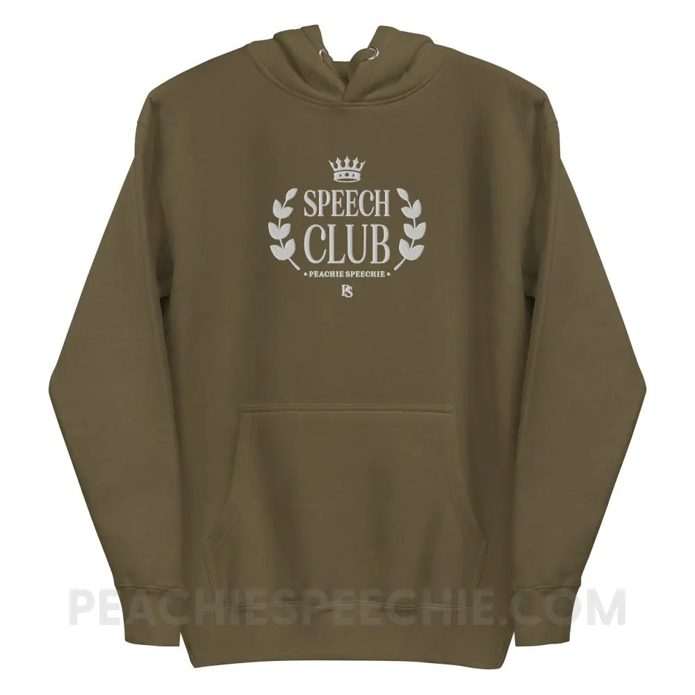 Speech Club Embroidered Fave Hoodie - Military Green / S peachiespeechie.com