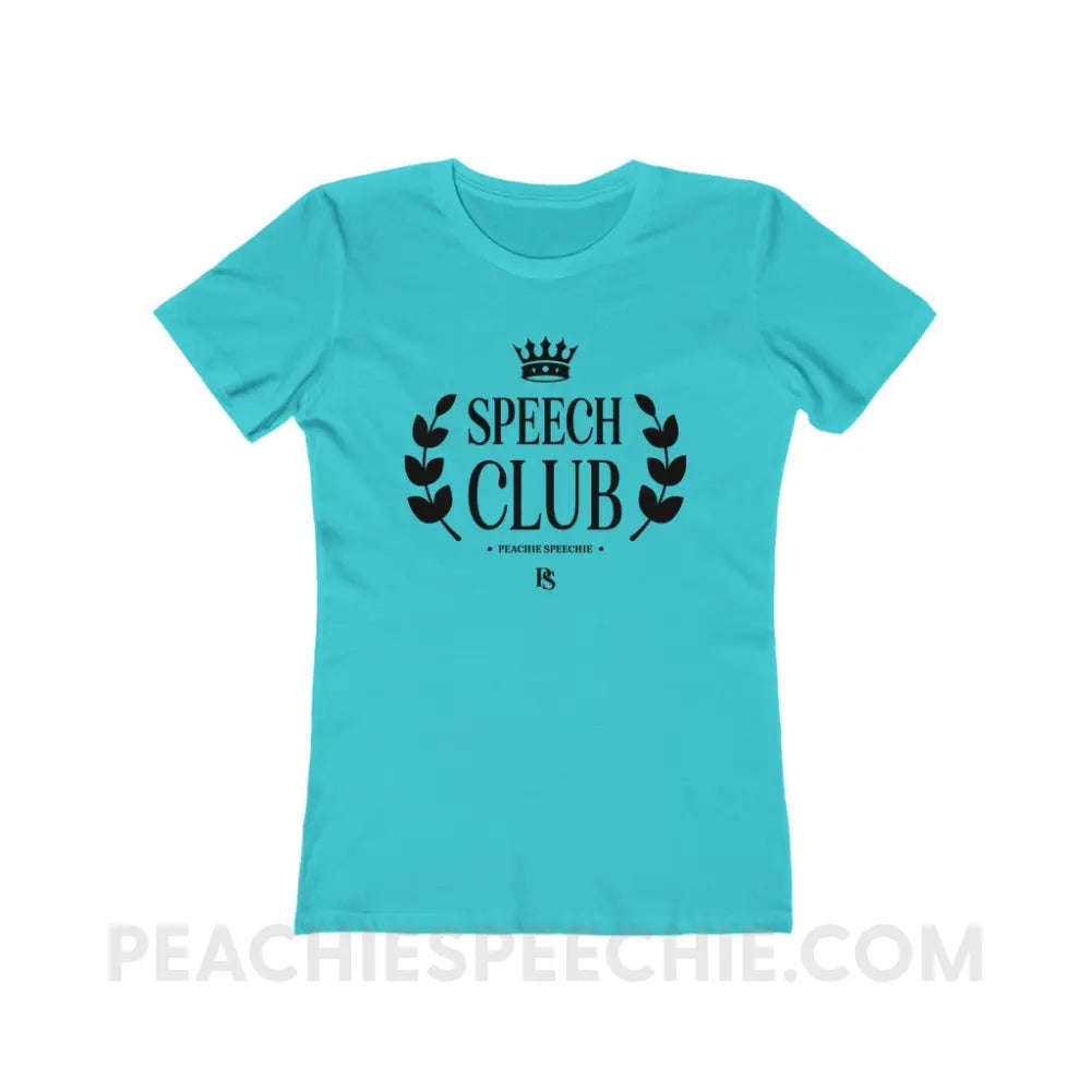 Speech Club Women’s Fitted Tee - Solid Tahiti Blue / S - T-Shirt peachiespeechie.com