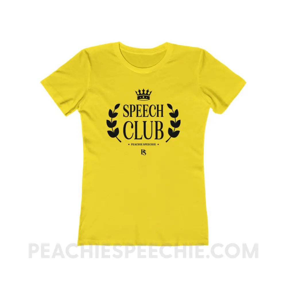 Speech Club Women’s Fitted Tee - Solid Vibrant Yellow / S - T-Shirt peachiespeechie.com