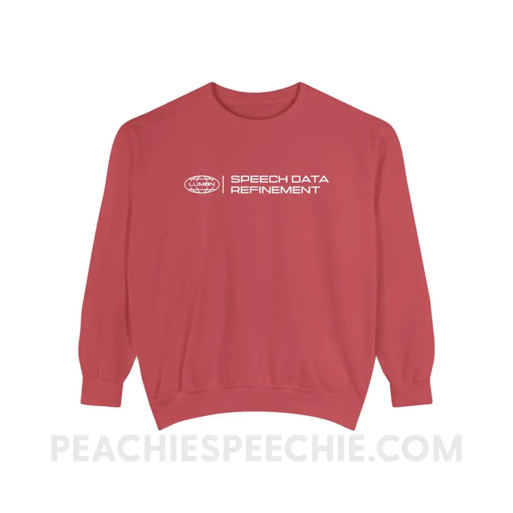 Speech Data Refinement Comfort Colors Crewneck - Crimson / S - Sweatshirt peachiespeechie.com