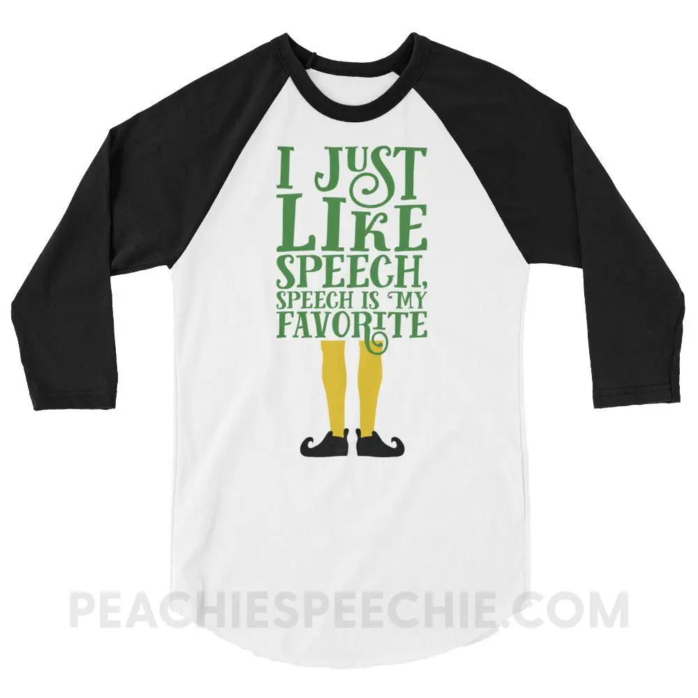 Speech Elf Baseball Tee - White/Black / XS - T-Shirts & Tops peachiespeechie.com