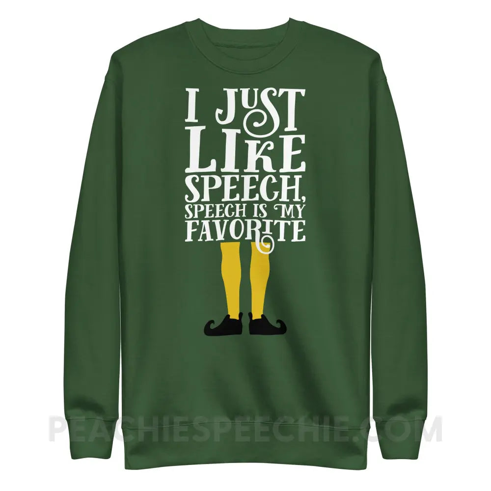 Speech Elf Fave Crewneck - Forest Green / S - peachiespeechie.com