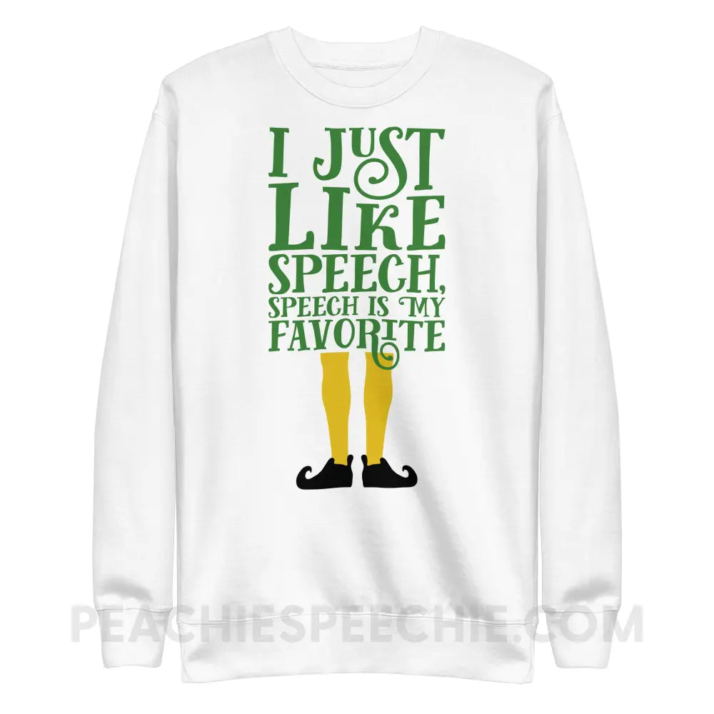 Speech Elf Fave Crewneck - White / S - peachiespeechie.com