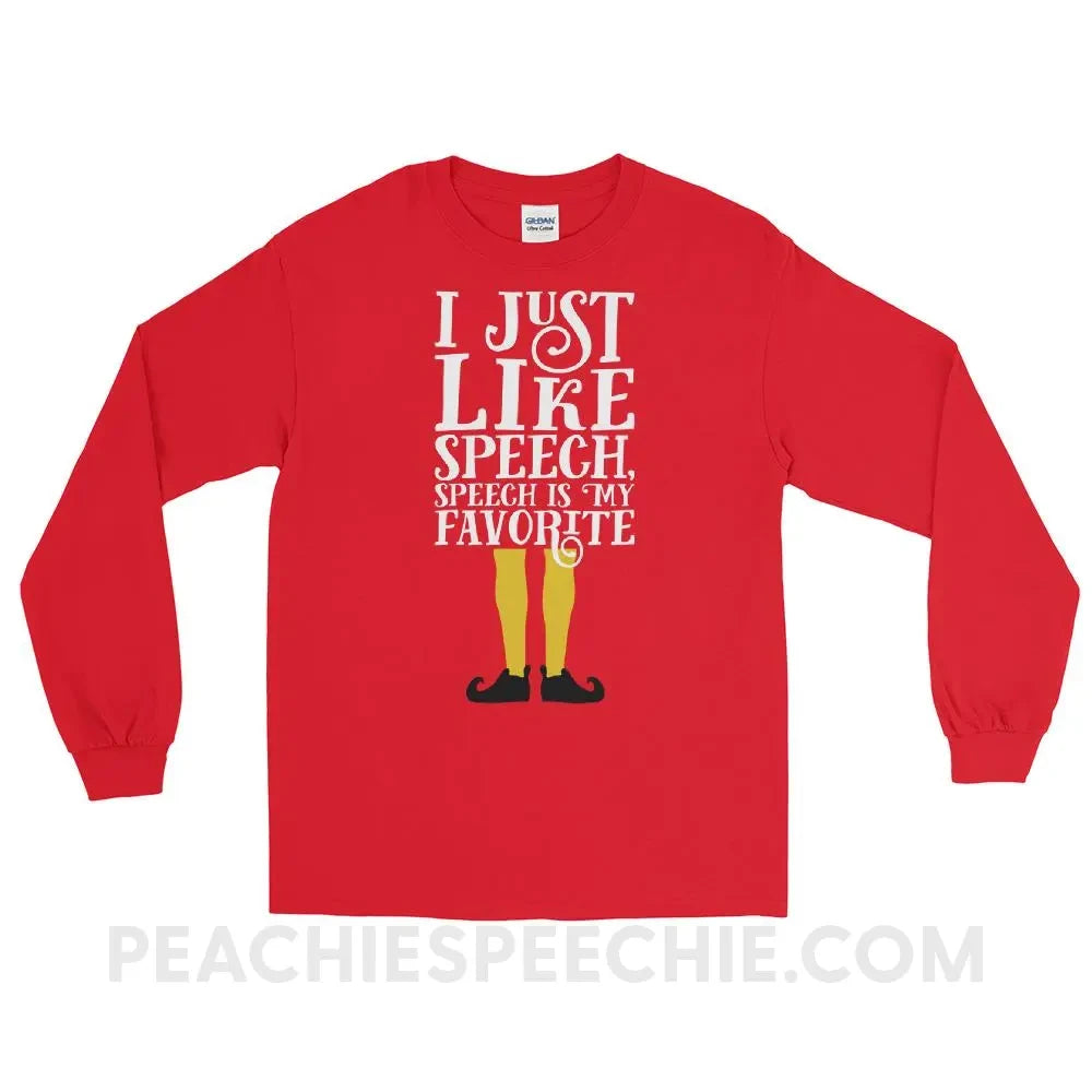 Speech Elf Long Sleeve Tee - Red / S - T-Shirts & Tops peachiespeechie.com