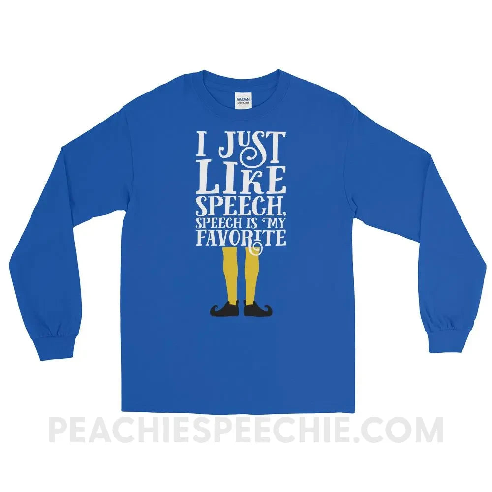 Speech Elf Long Sleeve Tee - Royal / S - T - Shirts & Tops peachiespeechie.com