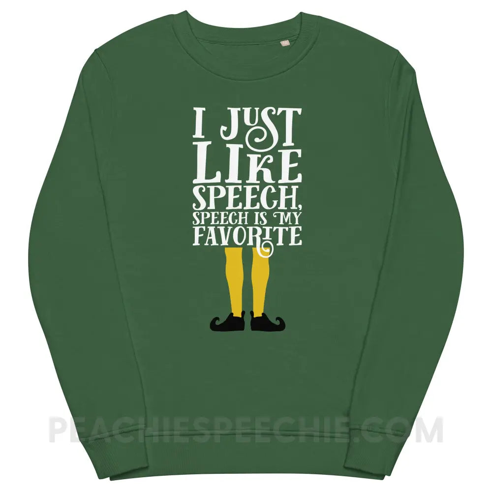 Speech Elf Organic French Terry Crewneck - Bottle Green / M - Hoodies & Sweatshirts peachiespeechie.com