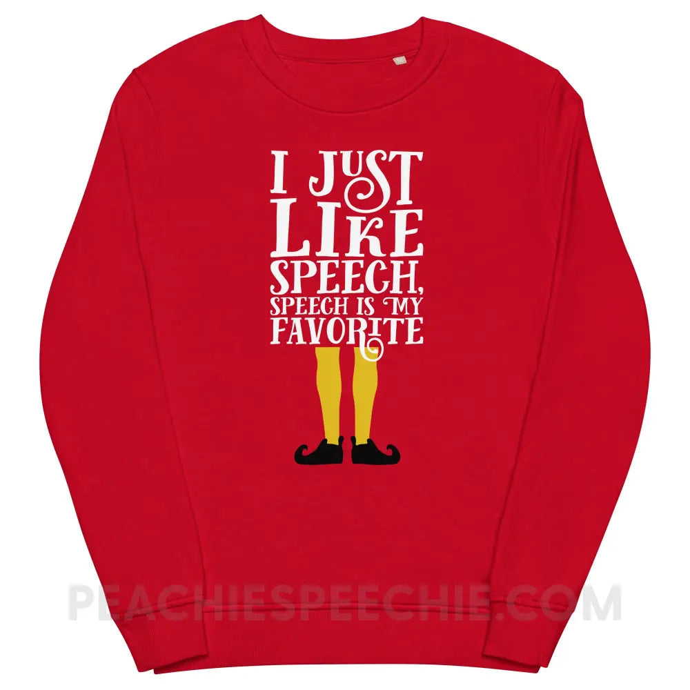 Speech Elf Organic French Terry Crewneck - Red / S - Hoodies & Sweatshirts peachiespeechie.com