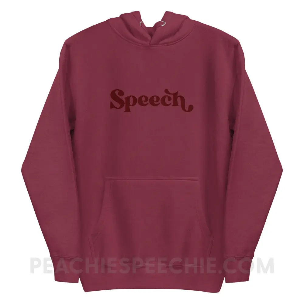 Speech Embroidered Fave Hoodie - Maroon / S - peachiespeechie.com