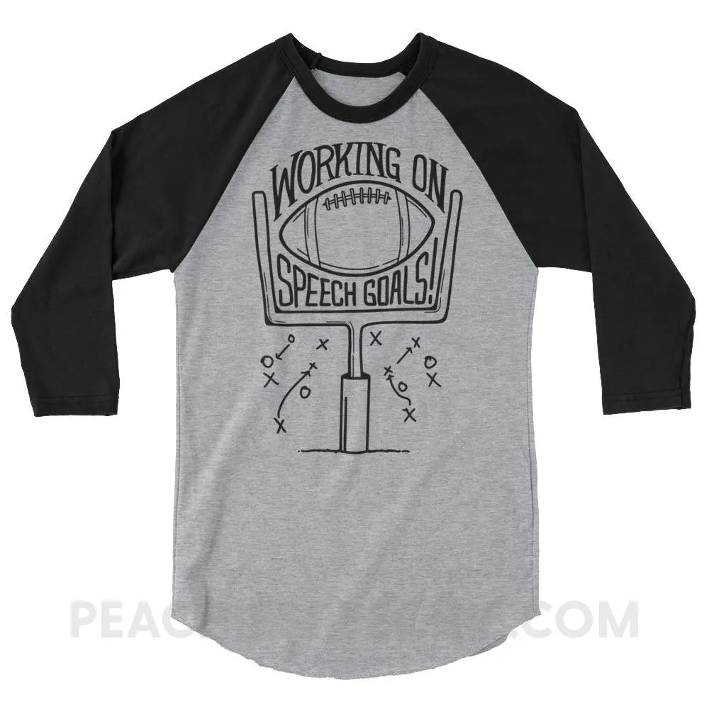 Speech Goals Baseball Tee - Heather Grey/Black / XS - T-Shirts & Tops peachiespeechie.com