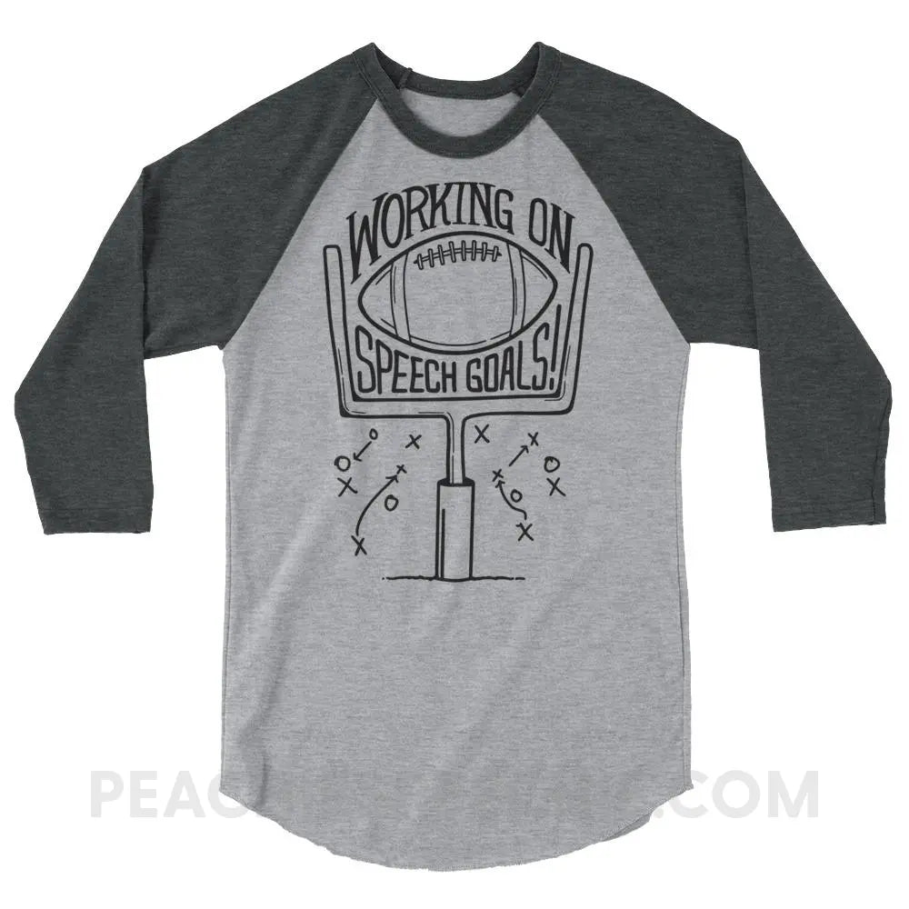 Speech Goals Baseball Tee - Heather Grey/Heather Charcoal / XS - T-Shirts & Tops peachiespeechie.com