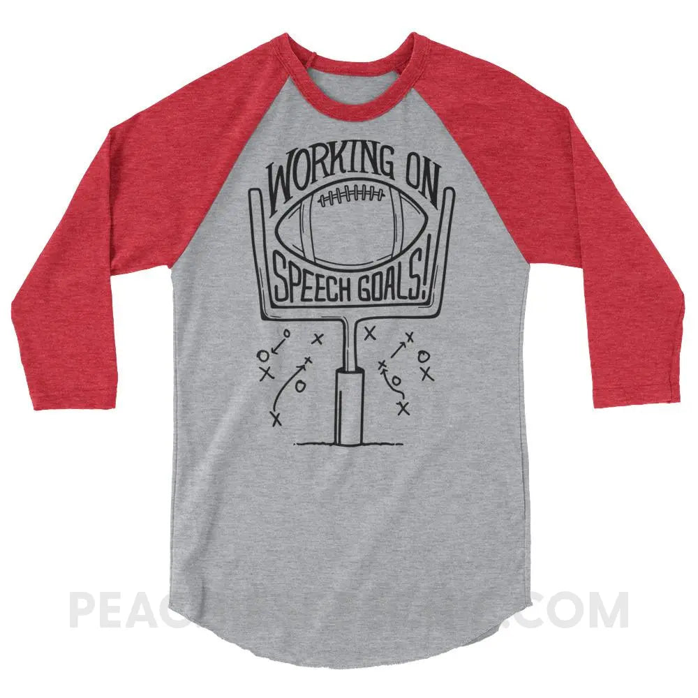 Speech Goals Baseball Tee - Heather Grey/Heather Red / XS - T-Shirts & Tops peachiespeechie.com