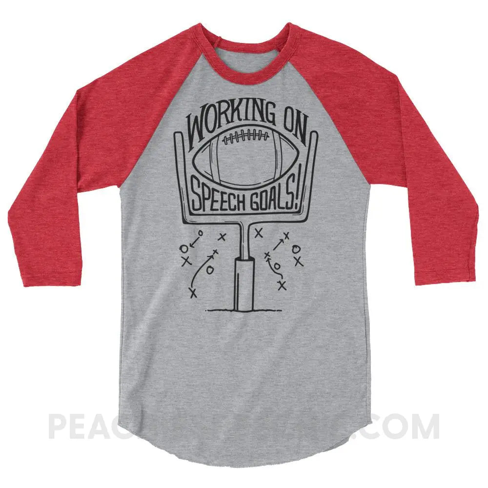 Speech Goals Baseball Tee - Heather Grey/Heather Red / XS T-Shirts & Tops peachiespeechie.com