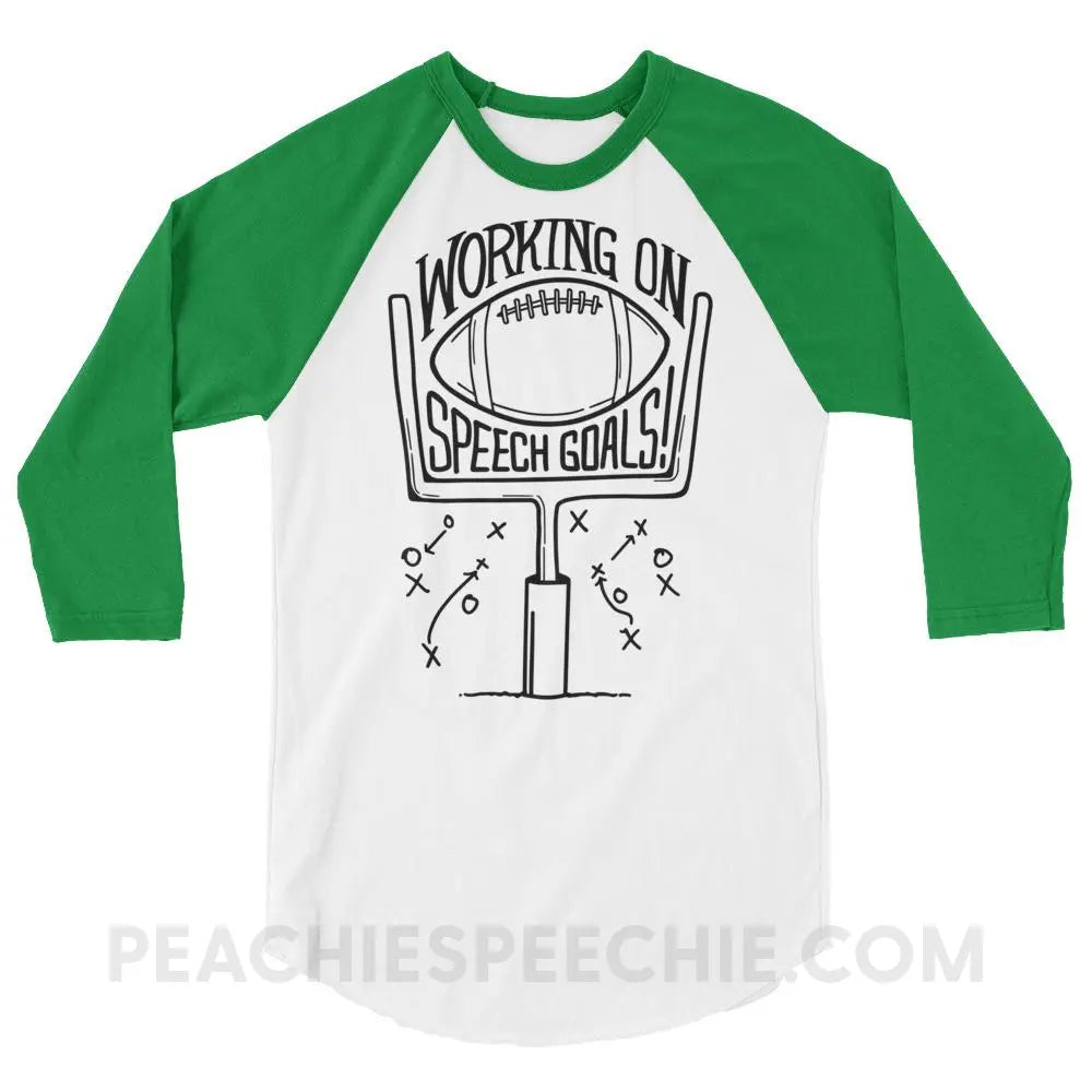 Speech Goals Baseball Tee - White/Kelly / XS - T-Shirts & Tops peachiespeechie.com