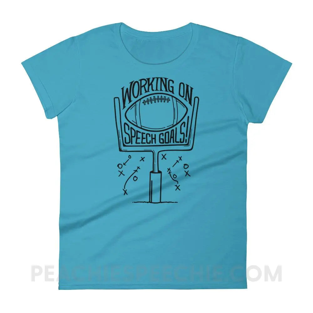 Speech Goals Women’s Trendy Tee - Caribbean Blue / S - T-Shirts & Tops peachiespeechie.com