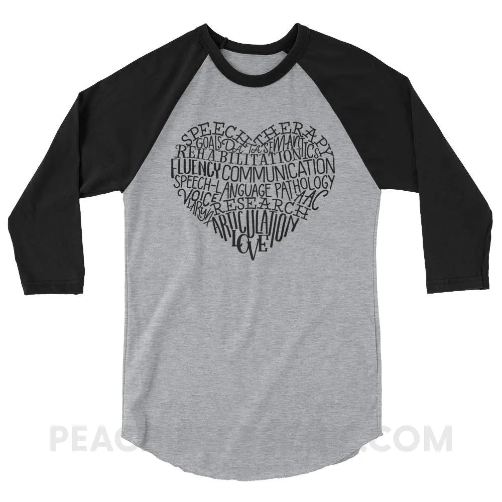 Speech Heart Baseball Tee - Heather Grey/Black / XS T-Shirts & Tops peachiespeechie.com