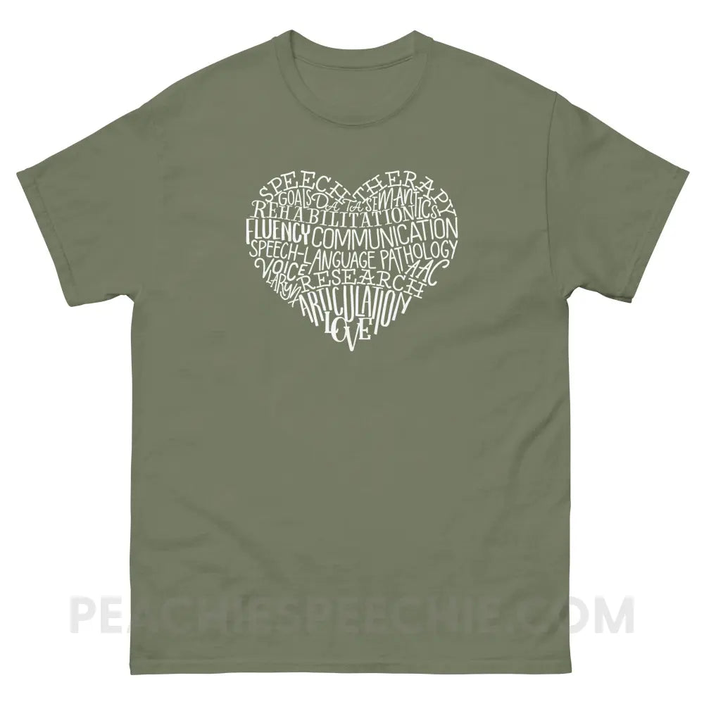 Speech Heart Basic Tee - Military Green / S - T-Shirts & Tops peachiespeechie.com