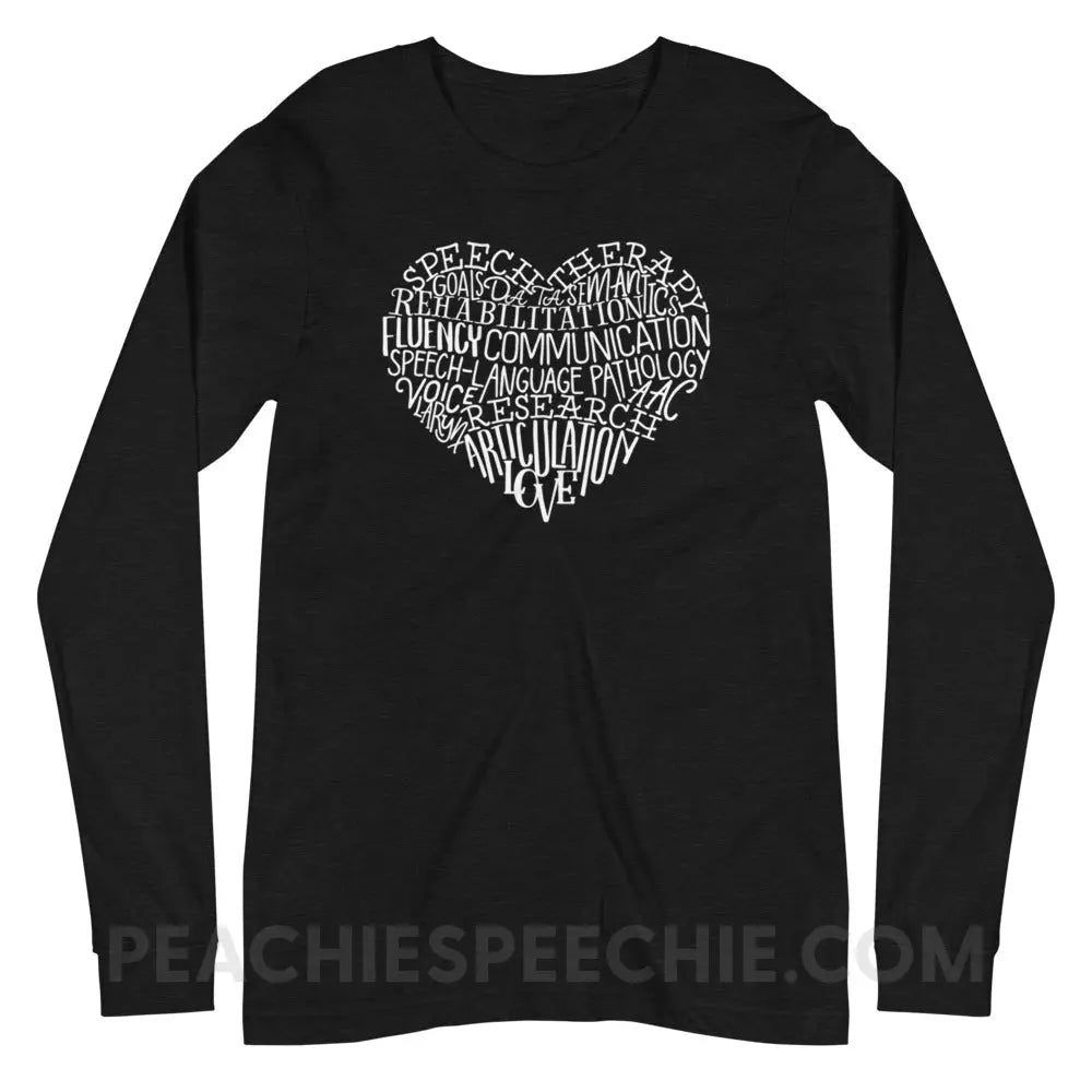Speech Heart Premium Long Sleeve - Black Heather / XS - peachiespeechie.com