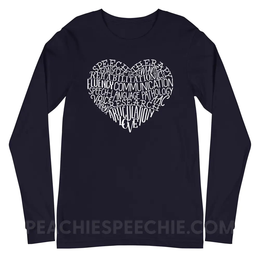 Speech Heart Premium Long Sleeve - Navy / S T - Shirts & Tops peachiespeechie.com