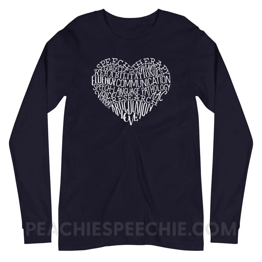 Speech Heart Premium Long Sleeve - Navy / XS - peachiespeechie.com
