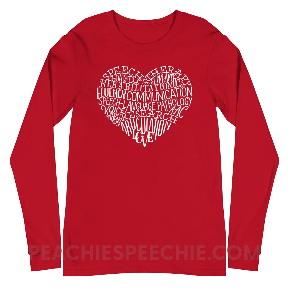 Speech Heart Premium Long Sleeve - Red / S T - Shirts & Tops peachiespeechie.com