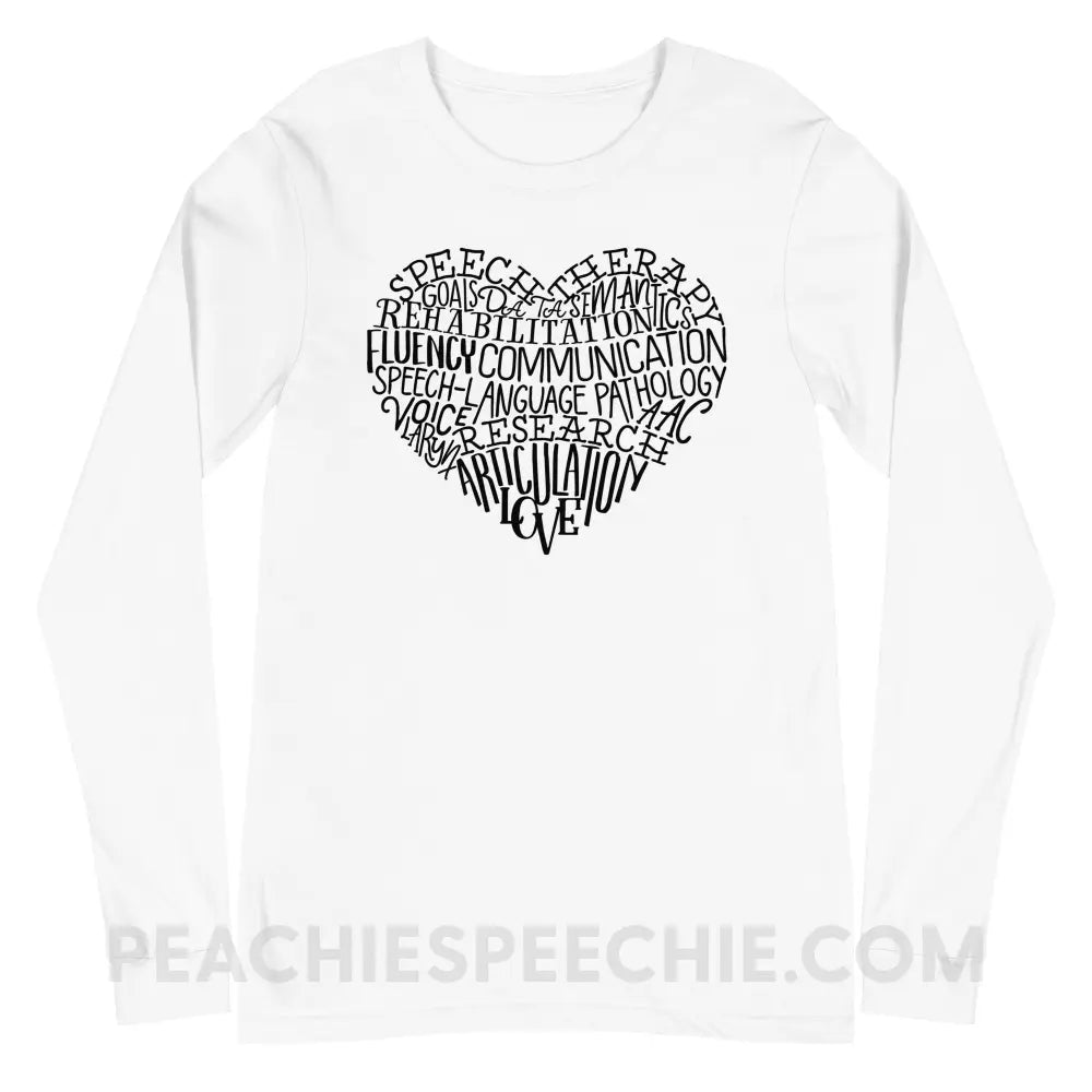 Speech Heart Premium Long Sleeve - White / S T - Shirts & Tops peachiespeechie.com