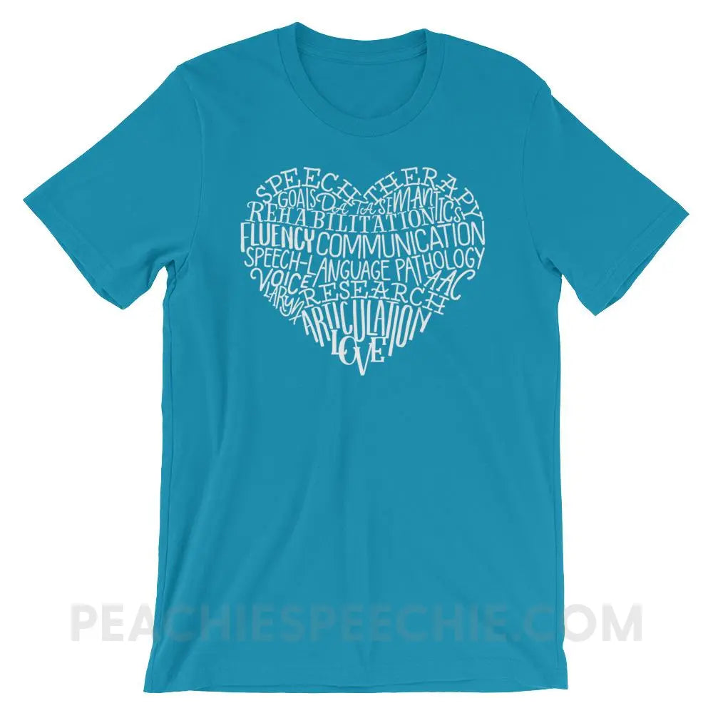Speech Heart Premium Soft Tee - Aqua / S - T-Shirts & Tops peachiespeechie.com