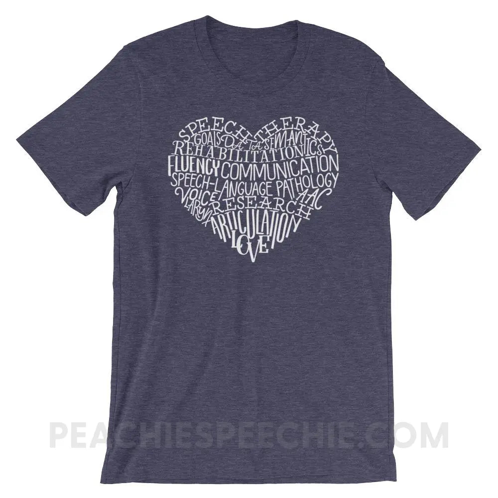 Speech Heart Premium Soft Tee - Heather Midnight Navy / XS - T-Shirts & Tops peachiespeechie.com